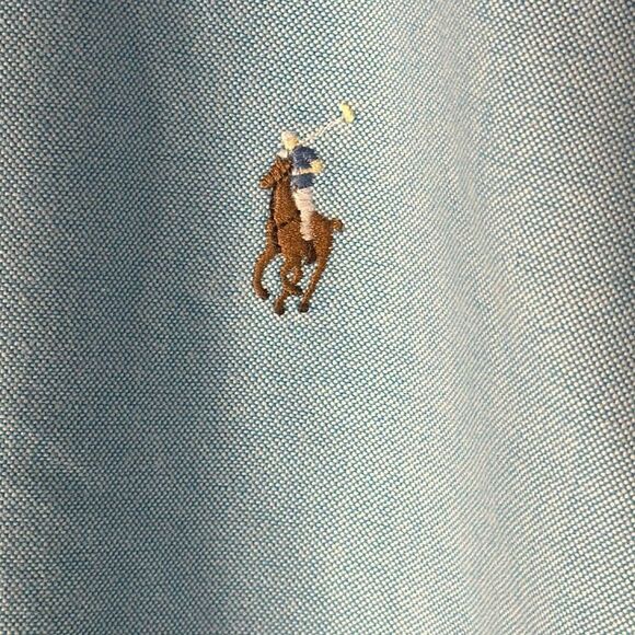 Ralph Lauren Dress Shirt Yarmouth Cotton Oxford Blue Mens 16 1/2 32/33 Color Pon - Picture 3 of 7